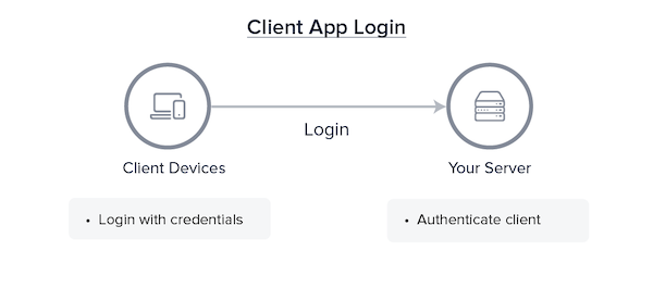 Clients (login) → Your Server (authenticate client