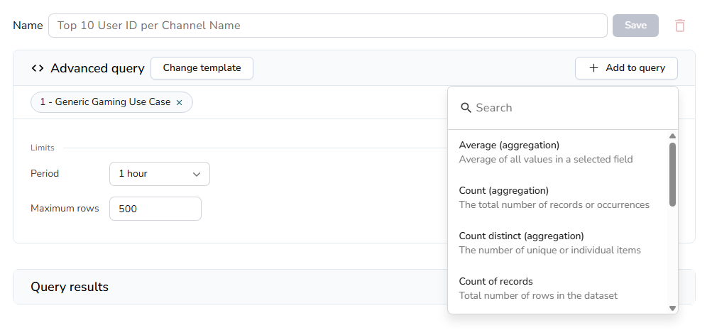 Advanced query template