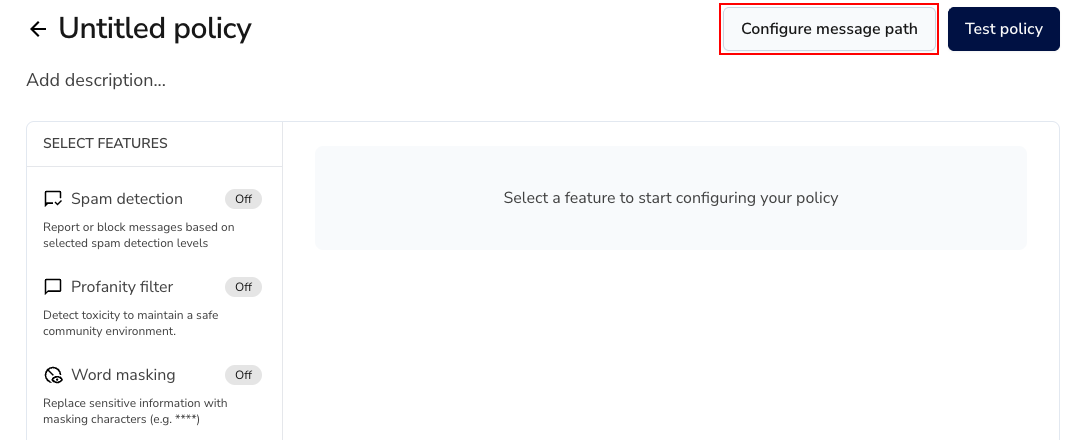 Configure message path button