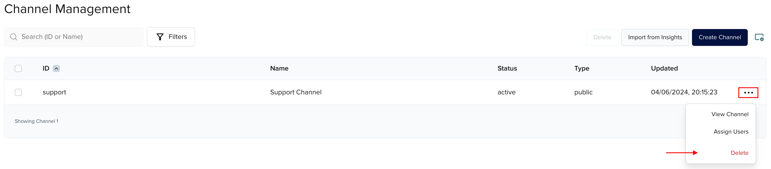 Delete channel
