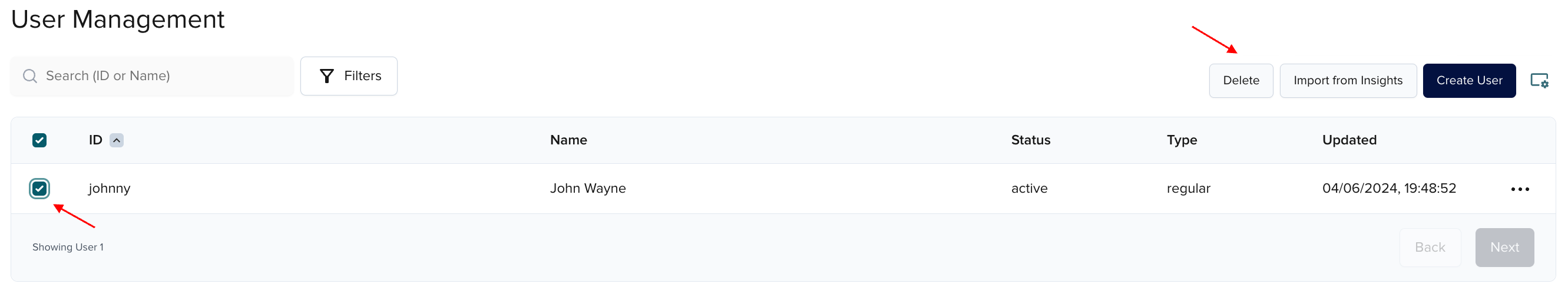 Delete user