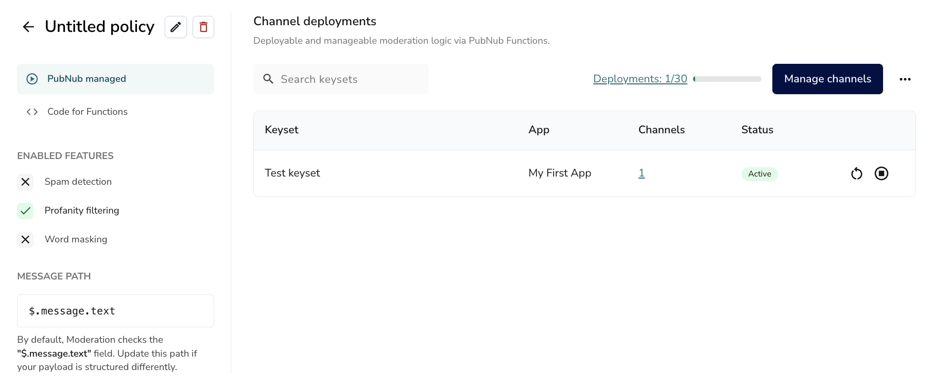 Deployed policy