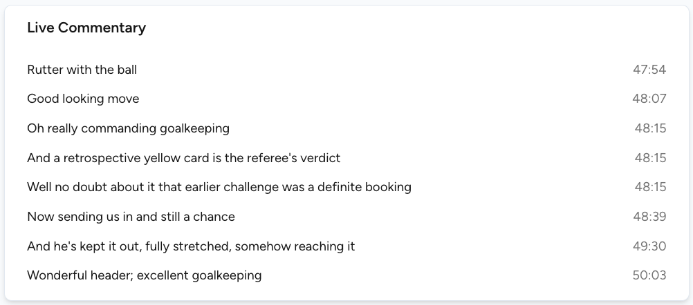 Live commentary