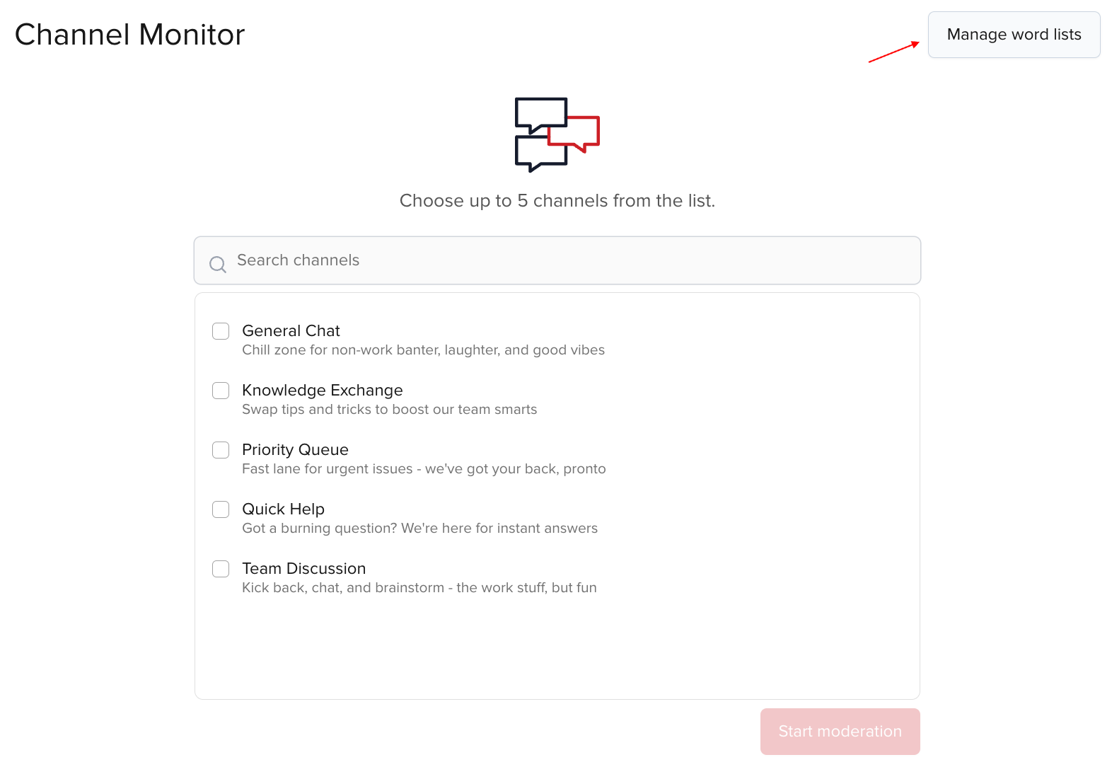 Manage word lists