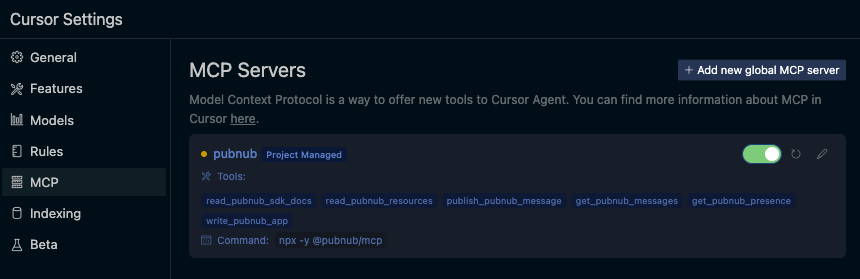 Cursor MCP Server Settings