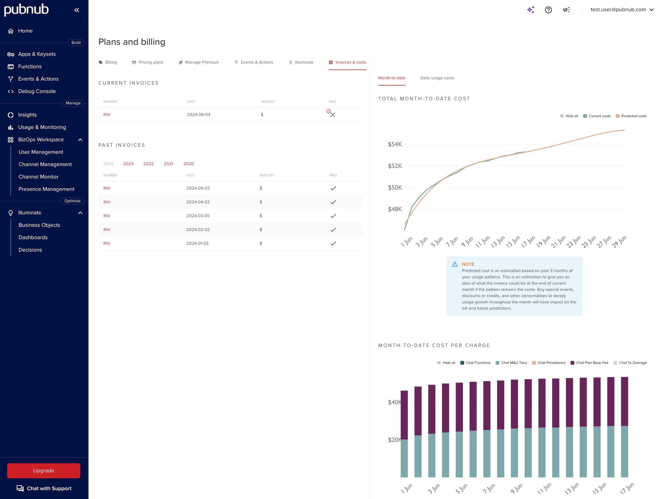 portal plans &amp; billing section