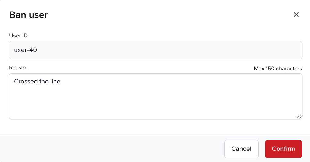 Reason for banning