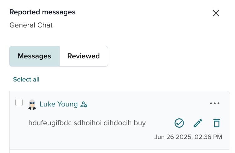 Reported moderated message