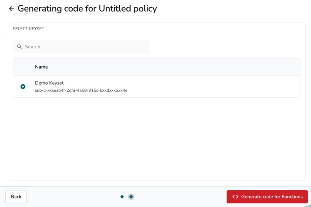 Select keyset for Generate code for Functions