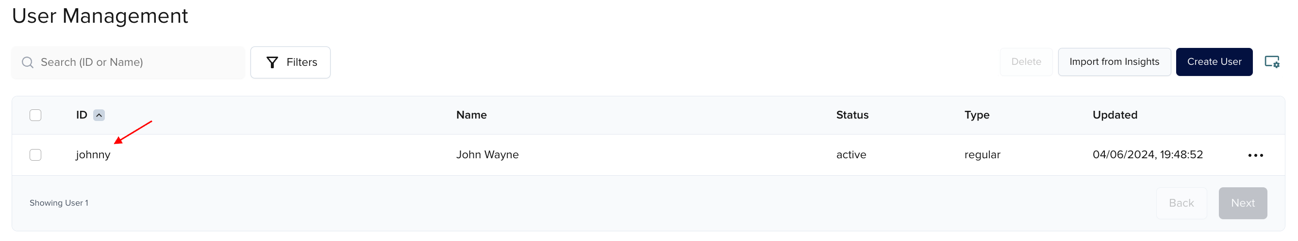 User entry