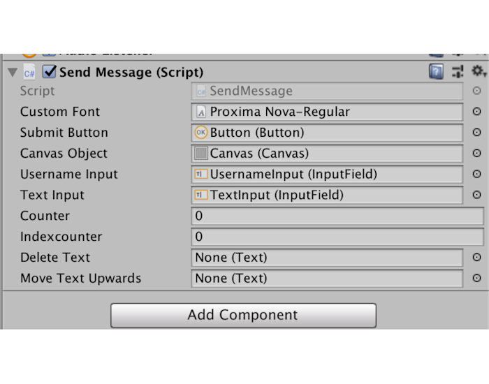 Unity send message script