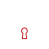 Red padlock icon with unlocked shackle indicating cybersecurity concept.