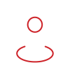 Red location pin icon with a circular boundary on a plain background.