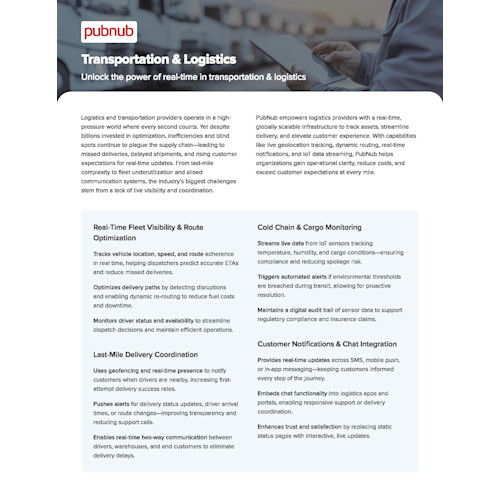 PubNub for Transportation & Logistics