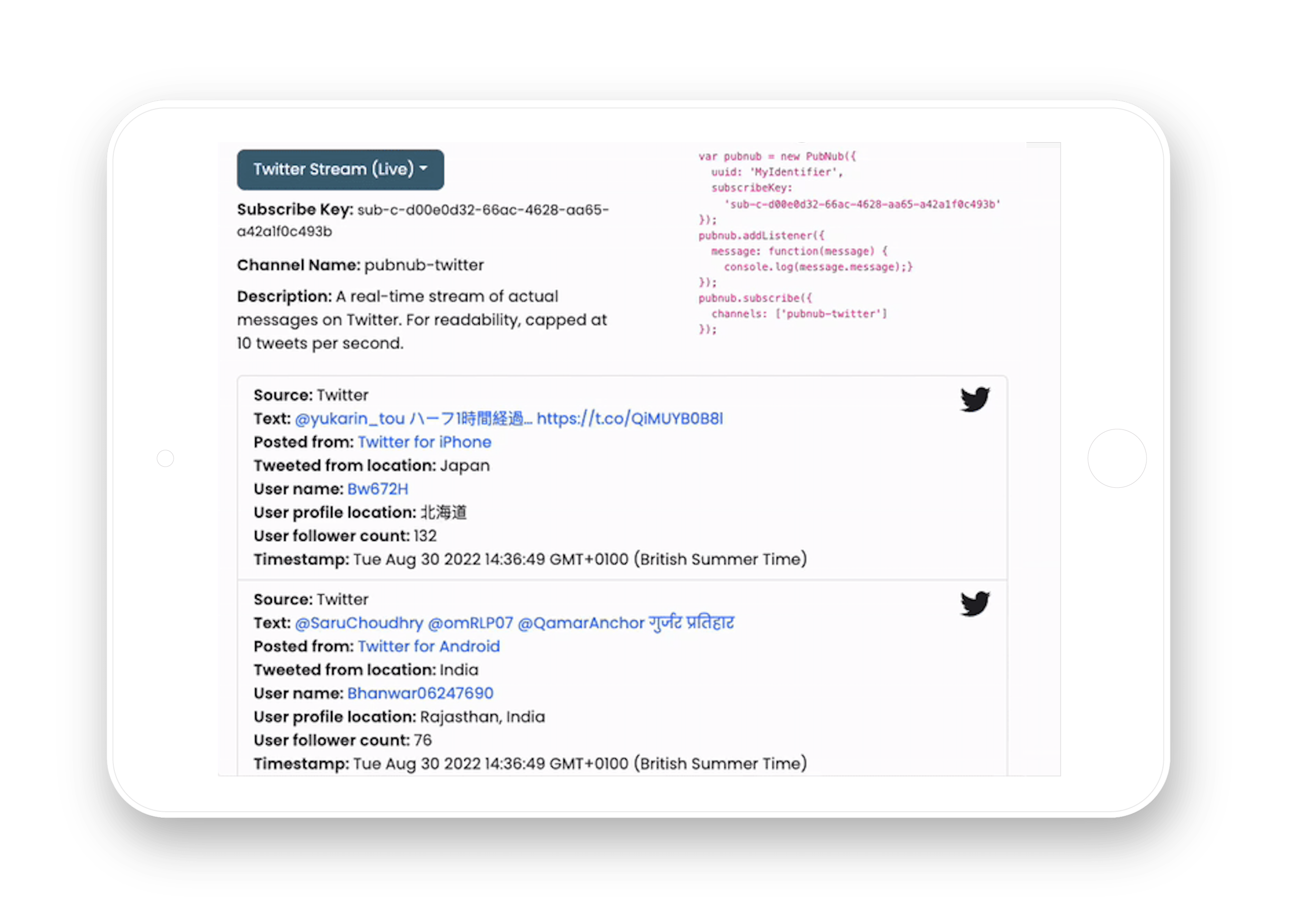 A tablet screen is showing Data Streaming & Dashboards Developer Path