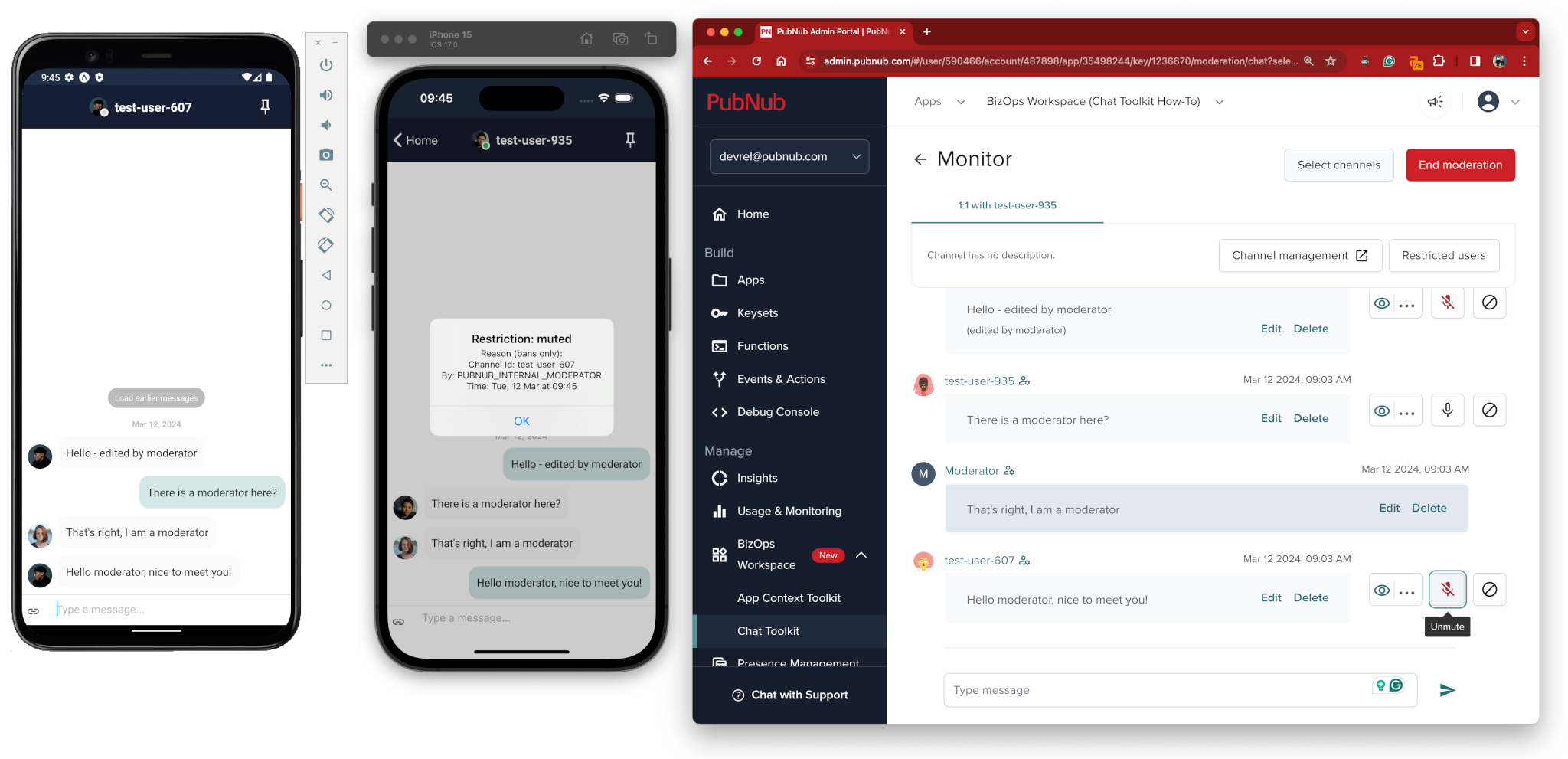 Chat SDK Sample app - Muting a user