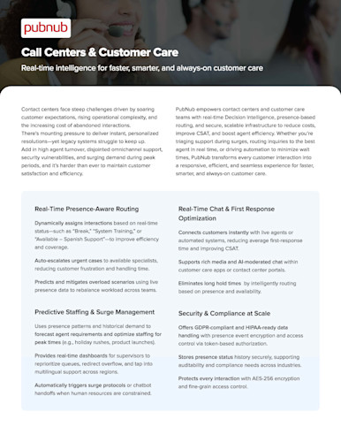 PubNub for Call Centers & Customer Care