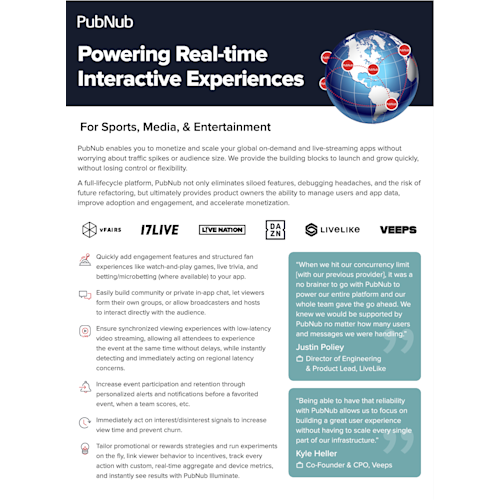 PubNub for Sports, Media, & Entertainment