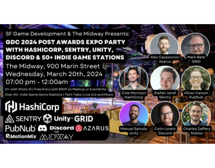 An advertisment for the GDC 2024 post award expo party.