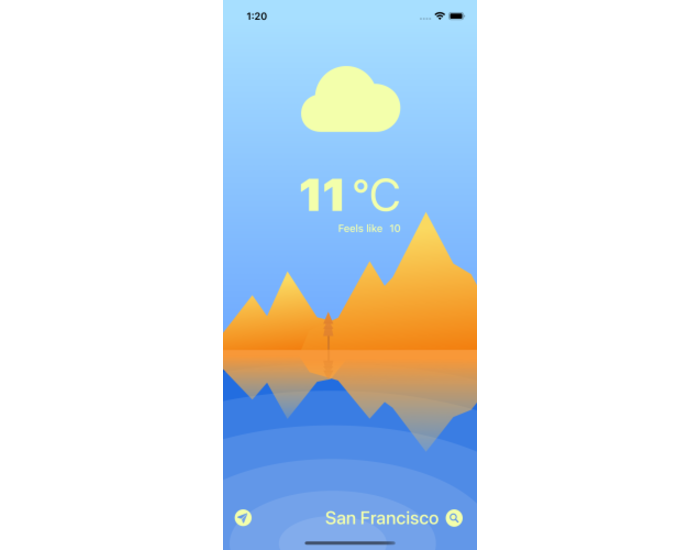 Smartphone weather app interface displaying temperature and conditions in San Francisco.