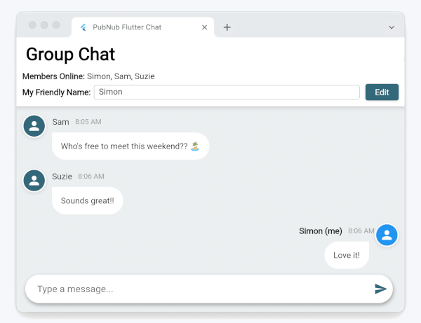 Cross platform chat with Flutter for browsers