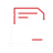 Red abstract icon resembling a document with lines and a folded corner.