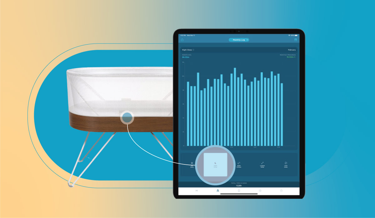 5 Key Requirements Smart mattress with sleep tracking technology displayed on a tablet screen showing sleep quality data and analysis.