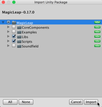 Import Magic Leap Unity Package
