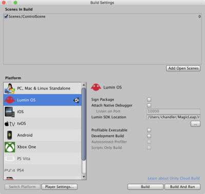 Build Settings Unity