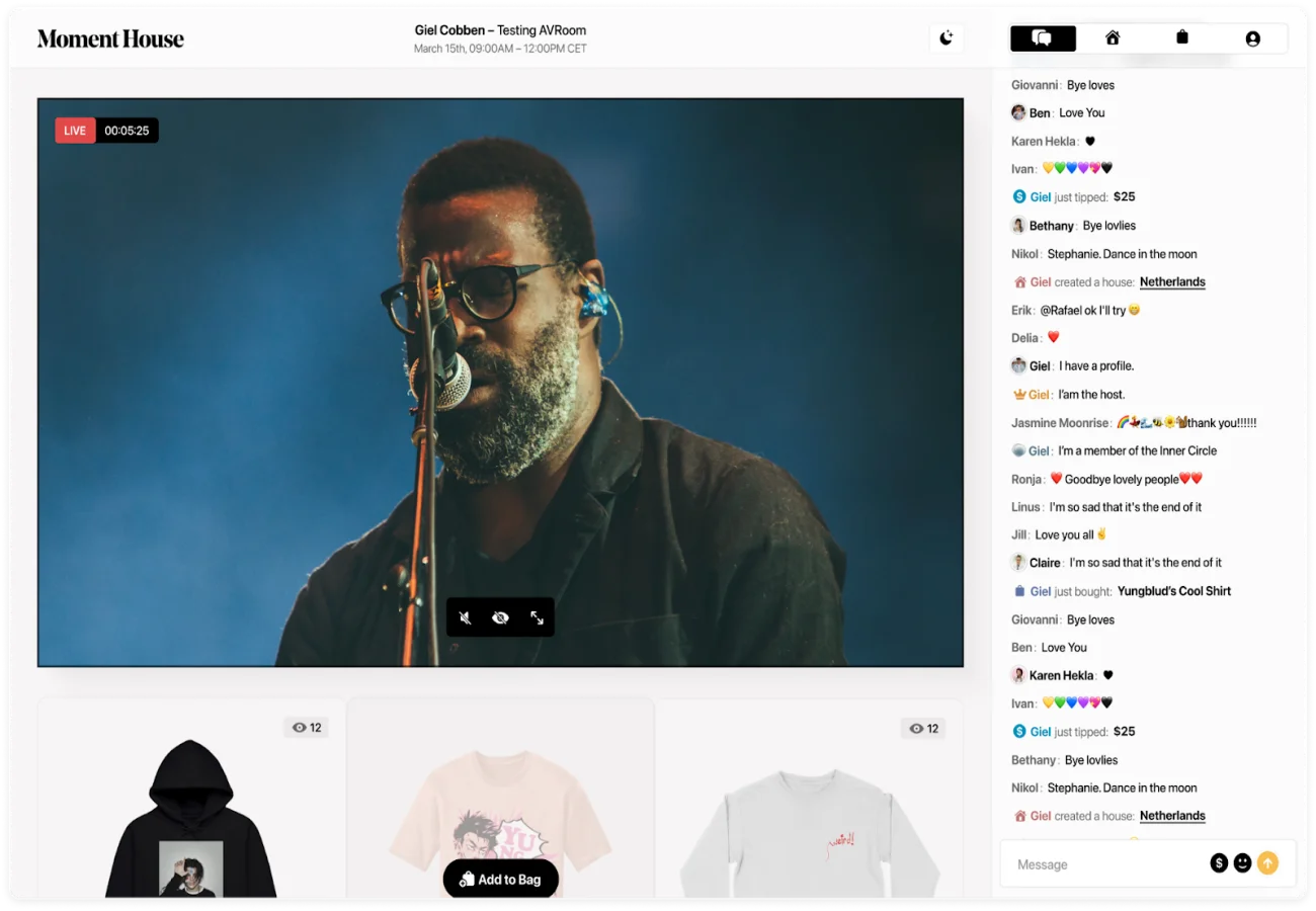 Moment house dashboard