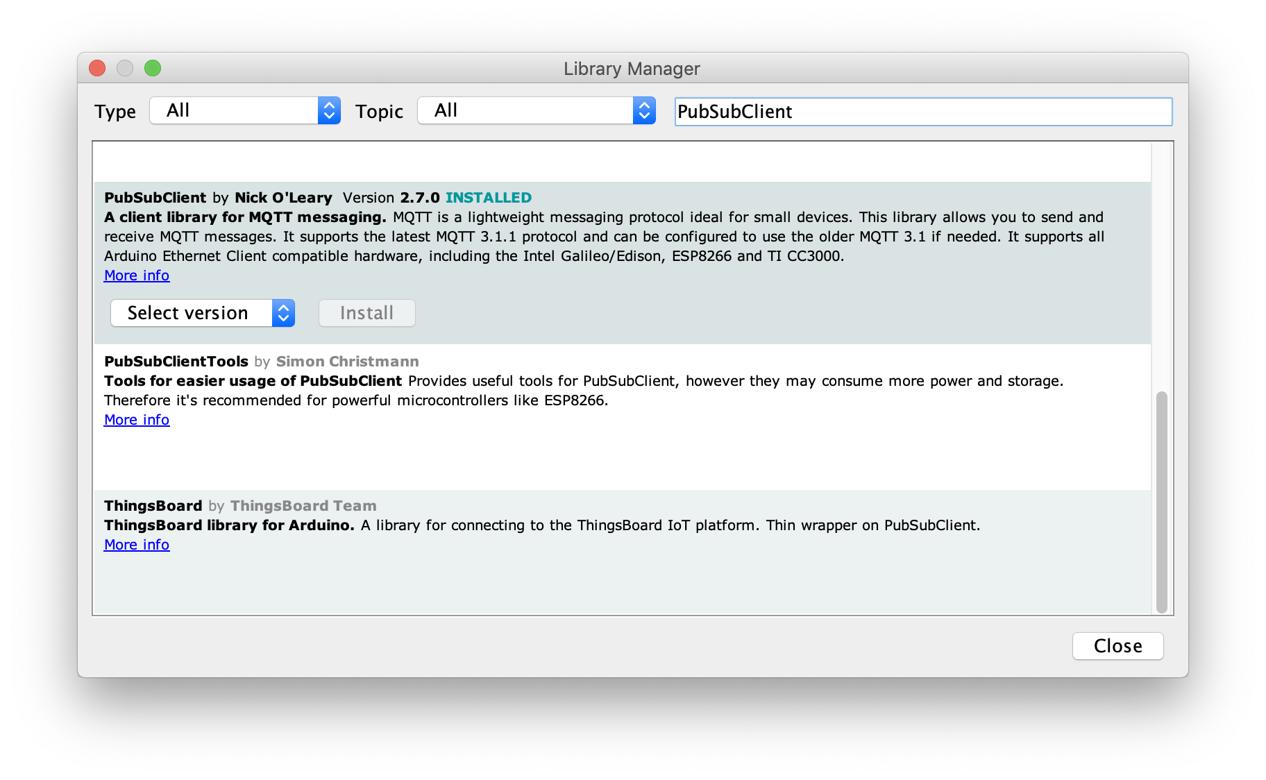 PubSubClient Lib Arduino IDE