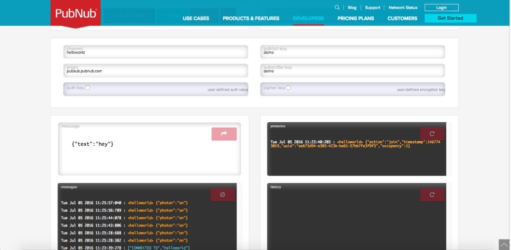 PubNub Developer Console