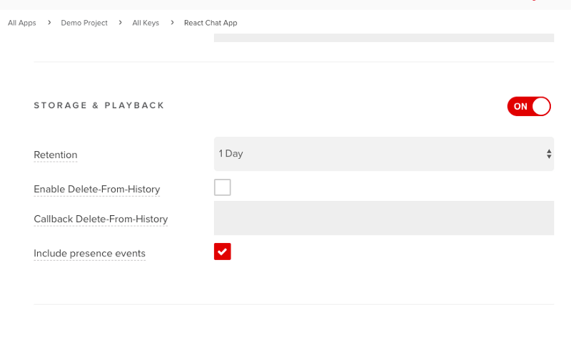 PubNub Storage & Playback Toggle