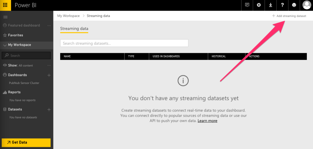 Add Streaming Data Set