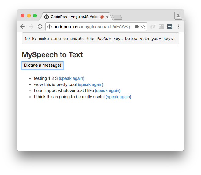 MySpeech to Text Screenshot