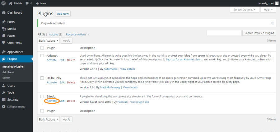 wordpress visualization plugin GUI