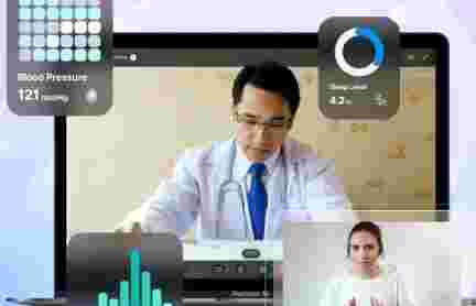 A doctor and patient using telemedicine 