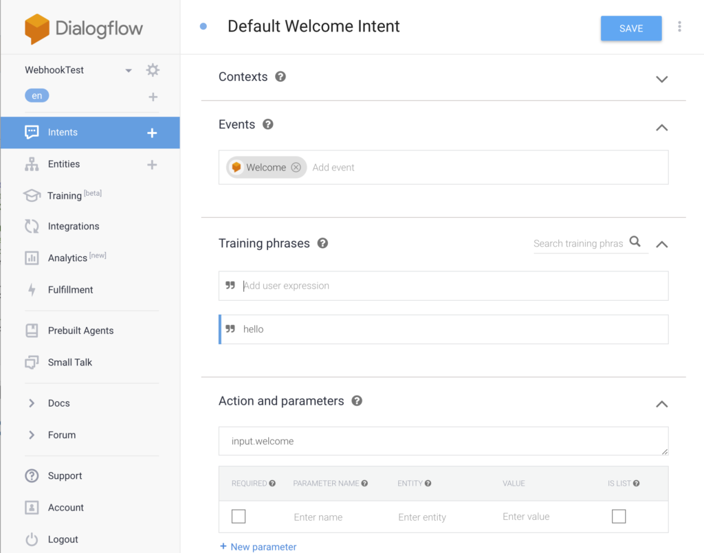 dialogflow-welcome-intent