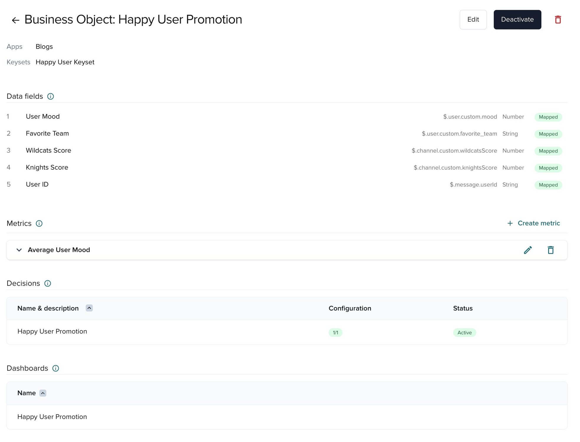 PubNub Illuminate Business Object