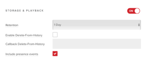 Storage and Playback settings