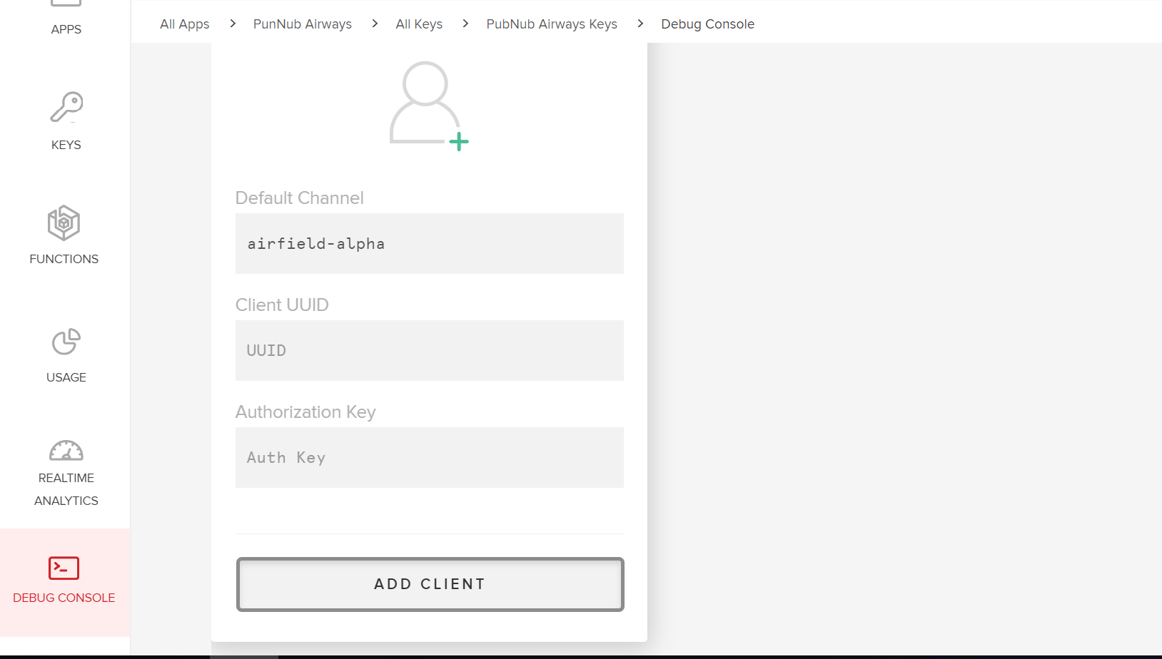 PubNub Debug Console