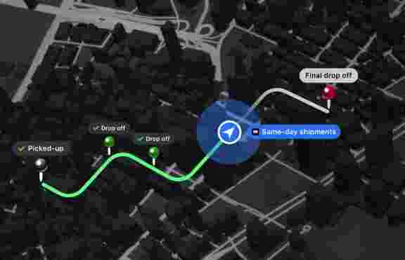 Logistics route being mapped by software