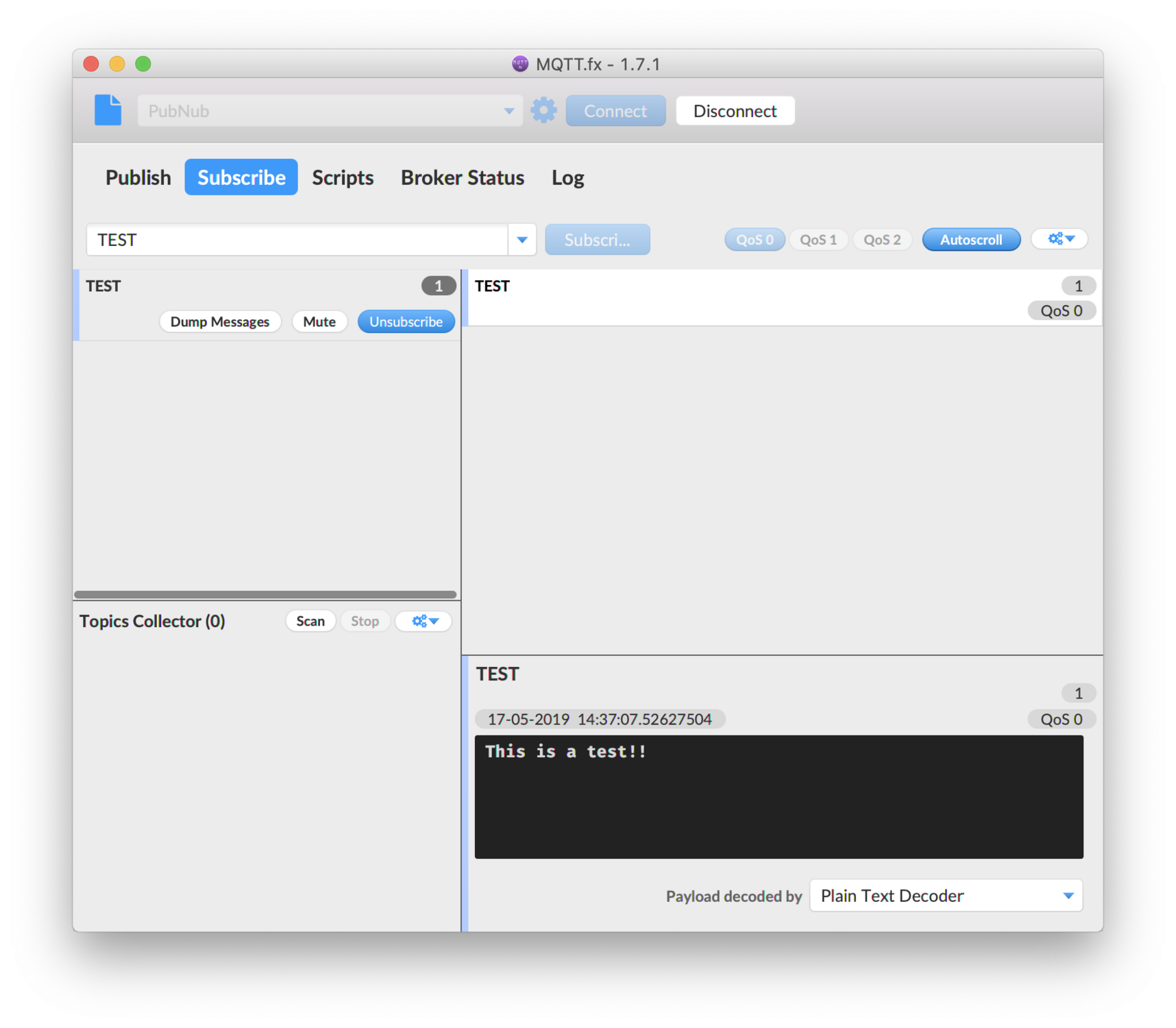 MQTT Subscribe message