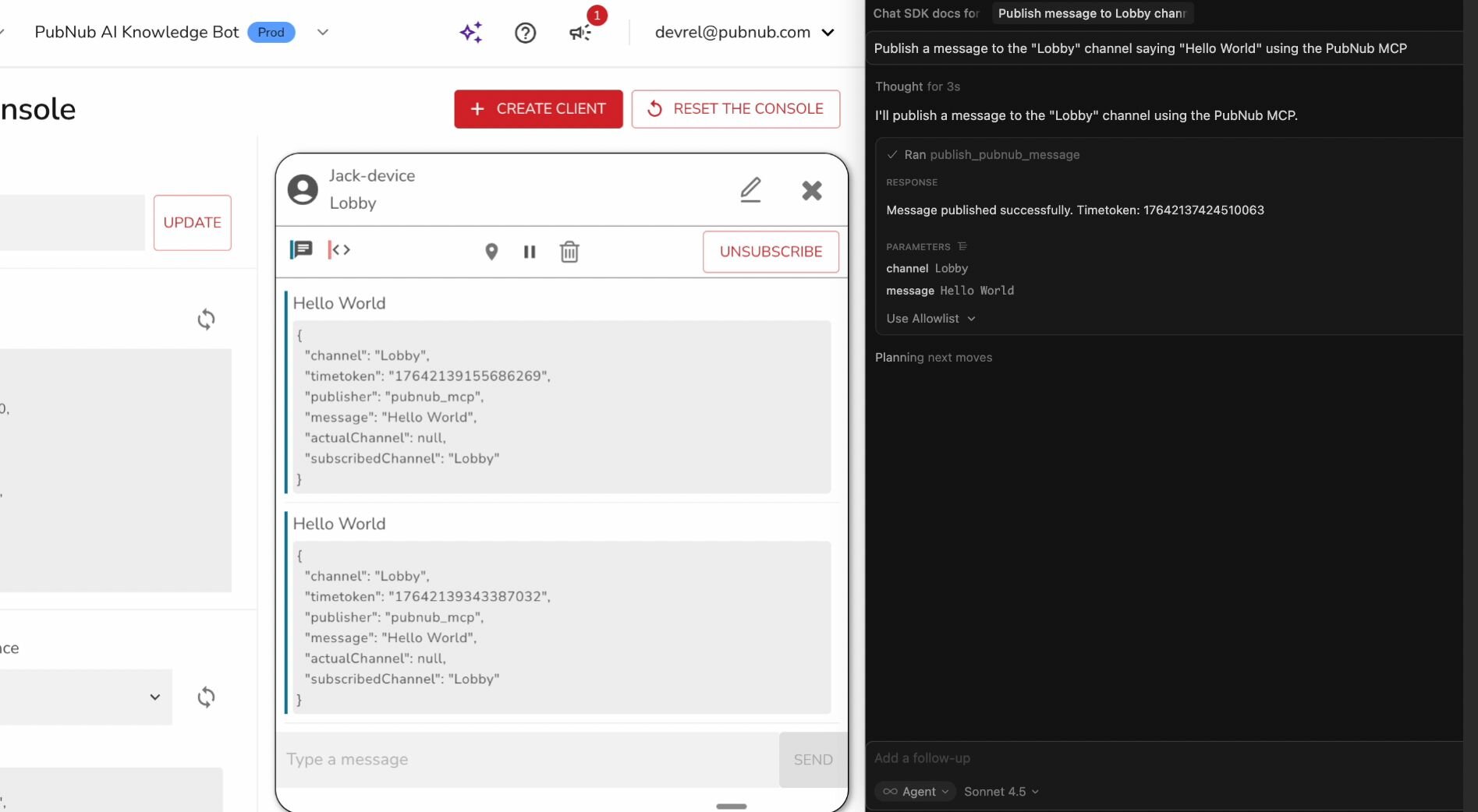PubNub MCP using PubNub