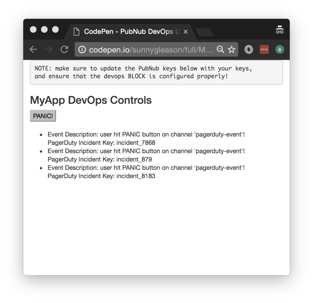PagerDuty UI 