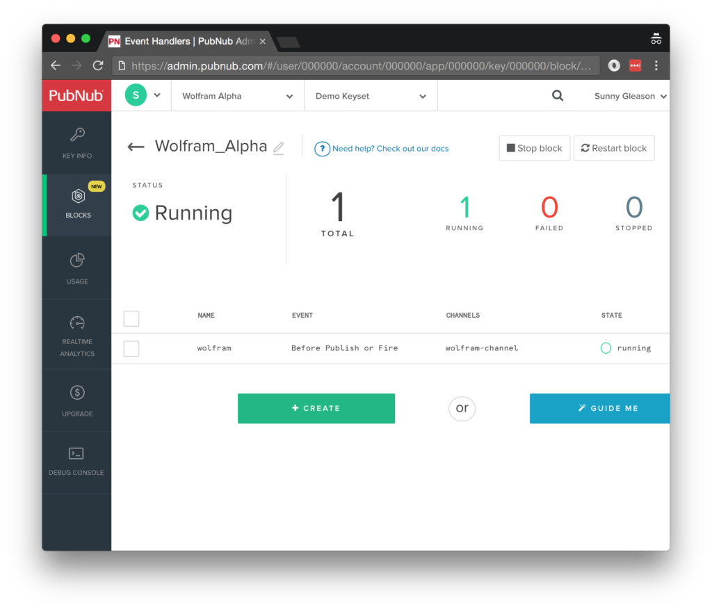 Create an event handler for Wolfram Alpha messages