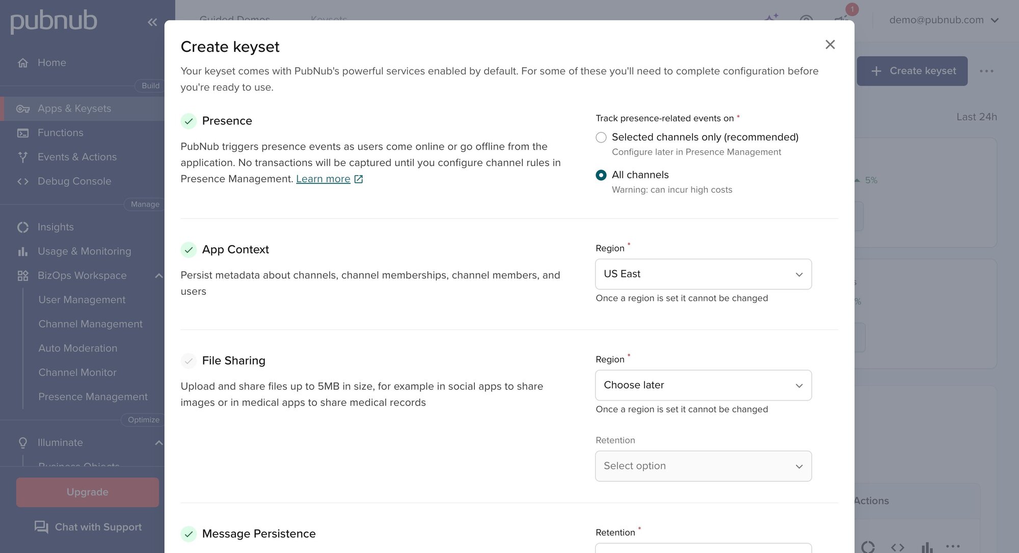 Configure PubNub Keyset