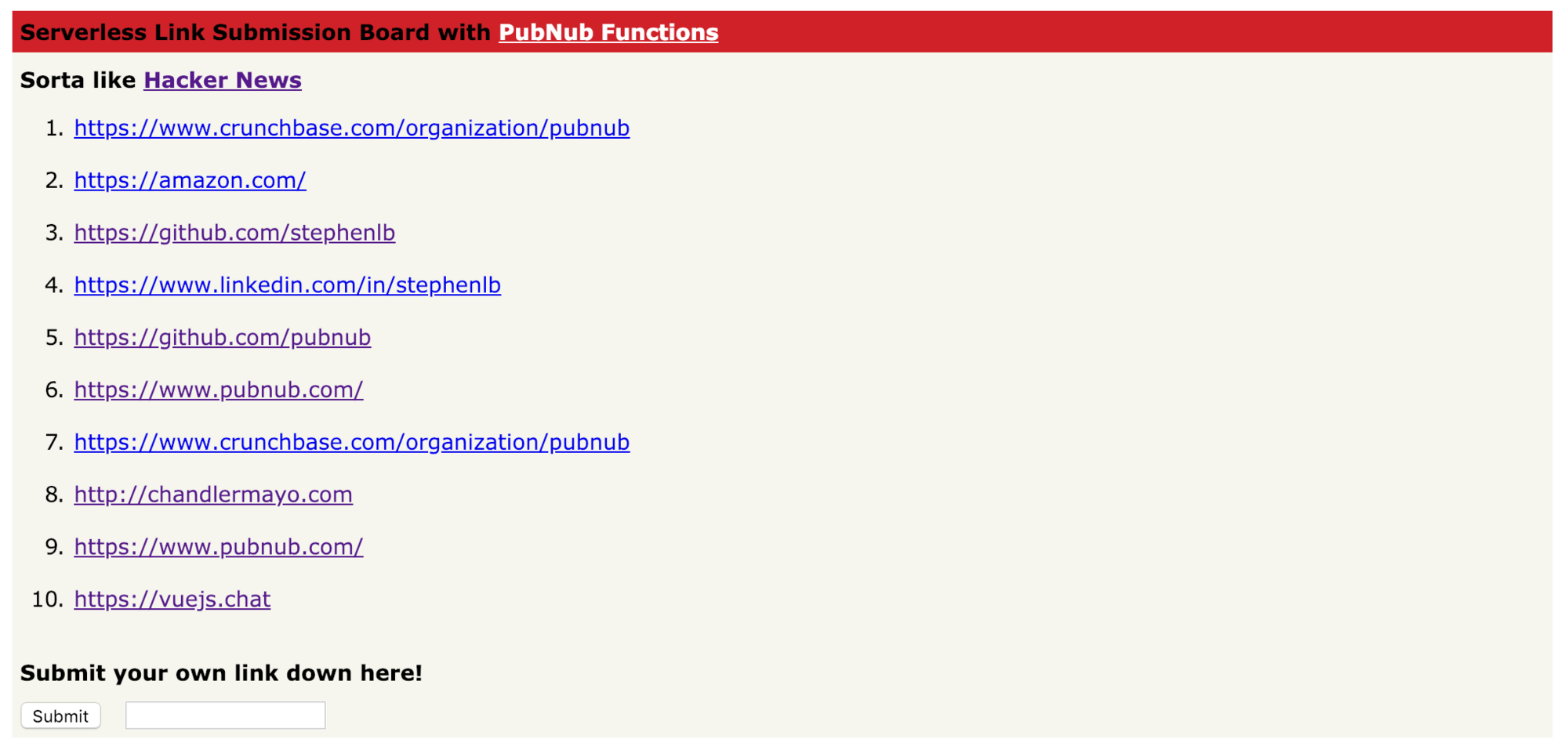 Functions Serverless Hacker News Clone