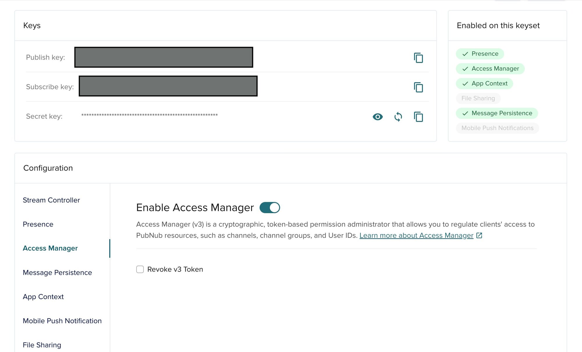 Access Manager PubNub Portal