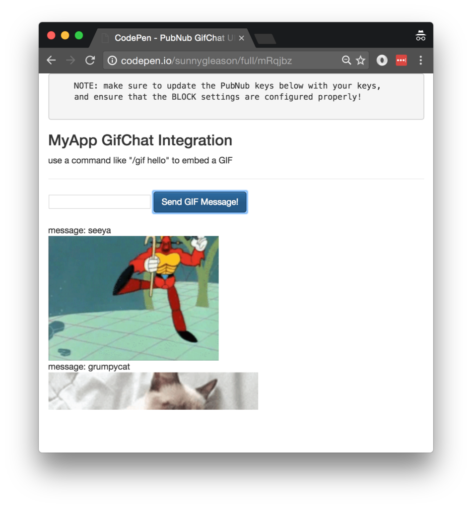 GIFs In Real time Chat App with Giphy API and BLOCKS